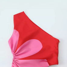 Load image into Gallery viewer, Red Floral Cut Out Midi Dress