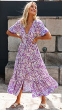 Load image into Gallery viewer, Boho Floral Print Short Sleeves Midi Dress