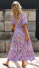 Load image into Gallery viewer, Boho Floral Print Short Sleeves Midi Dress