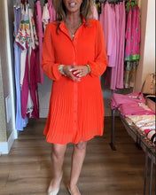 Load image into Gallery viewer, Red Pleated Long Sleeve Mini Dress