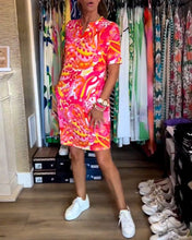 Load image into Gallery viewer, Pink Print Short Sleeve Mini Dress