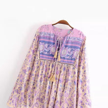 Load image into Gallery viewer, Boho Floral Print Long Sleeve Loose Maxi Dress