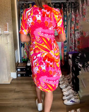 Load image into Gallery viewer, Pink Print Short Sleeve Mini Dress