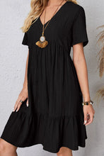 Load image into Gallery viewer, Ruched V-Neck Short Sleeve Mini Dress