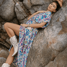 Load image into Gallery viewer, Boho Floral Peacock Print Long Dress