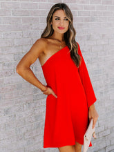 Load image into Gallery viewer, Single Shoulder Kimono Sleeve Mini Dress
