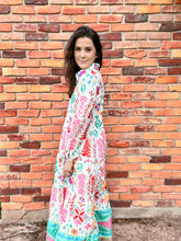 Load image into Gallery viewer, Pink Long Sleeve Tiered Midi Dress