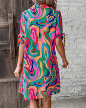 Load image into Gallery viewer, Multicolor Print Short Sleeve Button Down Shirt Dress