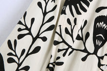 Load image into Gallery viewer, White Print Long Sleeve Button Down Midi Dress