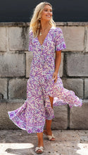 Load image into Gallery viewer, Boho Floral Print Short Sleeves Midi Dress