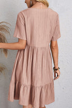 Load image into Gallery viewer, Ruched V-Neck Short Sleeve Mini Dress