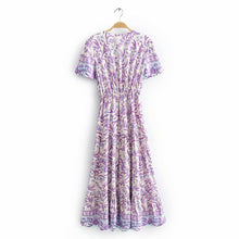 Load image into Gallery viewer, Boho Floral Print Short Sleeves Midi Dress