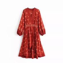 Load image into Gallery viewer, Boho Floral Wrap Midi Dress