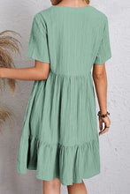 Load image into Gallery viewer, Ruched V-Neck Short Sleeve Mini Dress