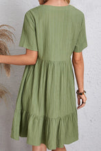 Load image into Gallery viewer, Ruched V-Neck Short Sleeve Mini Dress