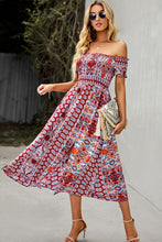 Load image into Gallery viewer, Off-Shoulder Frill Trim Split Dress