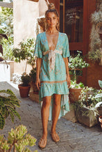 Load image into Gallery viewer, Boho Blue Floral Print High Low Dress