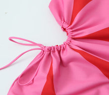 Load image into Gallery viewer, Red Floral Cut Out Midi Dress