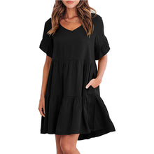 Load image into Gallery viewer, V-Neck Flounce Sleeve Tiered Dress