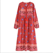 Load image into Gallery viewer, Boho Long Sleeves Floral Loose Midi Dress