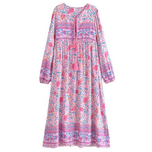 Load image into Gallery viewer, Boho Long Sleeves Floral Loose Midi Dress