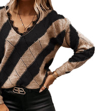 Load image into Gallery viewer, Color Block Lace Trimmed Sweater
