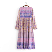 Load image into Gallery viewer, Boho Floral Print Long Sleeve Loose Maxi Dress