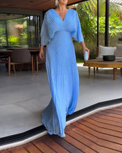 Load image into Gallery viewer, V-neck Pleated Empired Maxi Dress