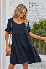 Load image into Gallery viewer, V-Neck Flounce Sleeve Tiered Dress