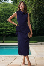 Load image into Gallery viewer, Twisted Slit Cowl Neck Sleeveless Midi Dress