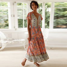 Load image into Gallery viewer, Pink Print Tiered Maxi Dress