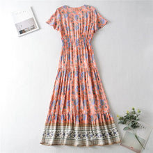 Load image into Gallery viewer, Pink Print Tiered Maxi Dress