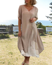 Load image into Gallery viewer, Short Sleeve V-neck Tiered Midi Dress