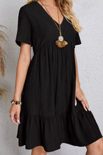 Load image into Gallery viewer, Ruched V-Neck Short Sleeve Mini Dress