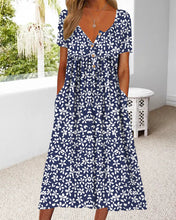 Load image into Gallery viewer, Blue Floral Print Midi Dress