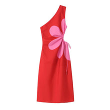 Load image into Gallery viewer, Red Floral Cut Out Midi Dress