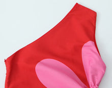 Load image into Gallery viewer, Red Floral Cut Out Midi Dress