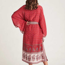 Load image into Gallery viewer, Red Boho Loose Print Kimono Cover up