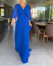 Load image into Gallery viewer, V-neck Pleated Empired Maxi Dress