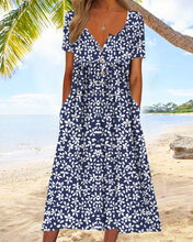 Load image into Gallery viewer, Blue Floral Print Midi Dress
