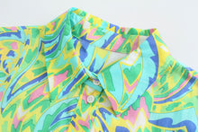 Load image into Gallery viewer, Green Print Long Sleeve Button Down Midi Dress