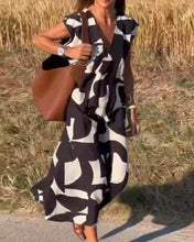 Load image into Gallery viewer, White and Black Print Loose Maxi Dress