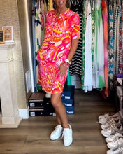 Load image into Gallery viewer, Pink Print Short Sleeve Mini Dress
