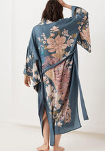 Load image into Gallery viewer, Boho Floral Peacock Print Kimono Long Robe Cover Ups