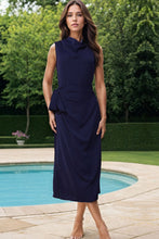 Load image into Gallery viewer, Twisted Slit Cowl Neck Sleeveless Midi Dress