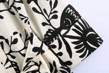 Load image into Gallery viewer, White Print Long Sleeve Button Down Midi Dress