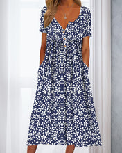 Load image into Gallery viewer, Blue Floral Print Midi Dress