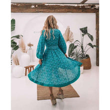 Load image into Gallery viewer, Boho Floral Wrap Midi Dress