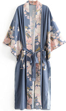 Load image into Gallery viewer, Boho Floral Peacock Print Kimono Long Robe Cover Ups