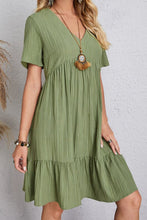 Load image into Gallery viewer, Ruched V-Neck Short Sleeve Mini Dress
